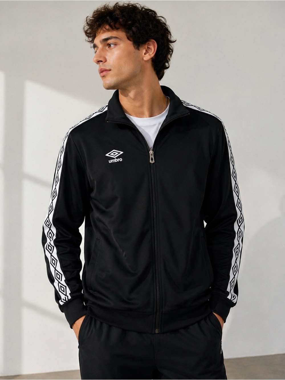 Umbro Black Track Jacket Zip Up Athletic Soccer Streetwear XL Blokecore